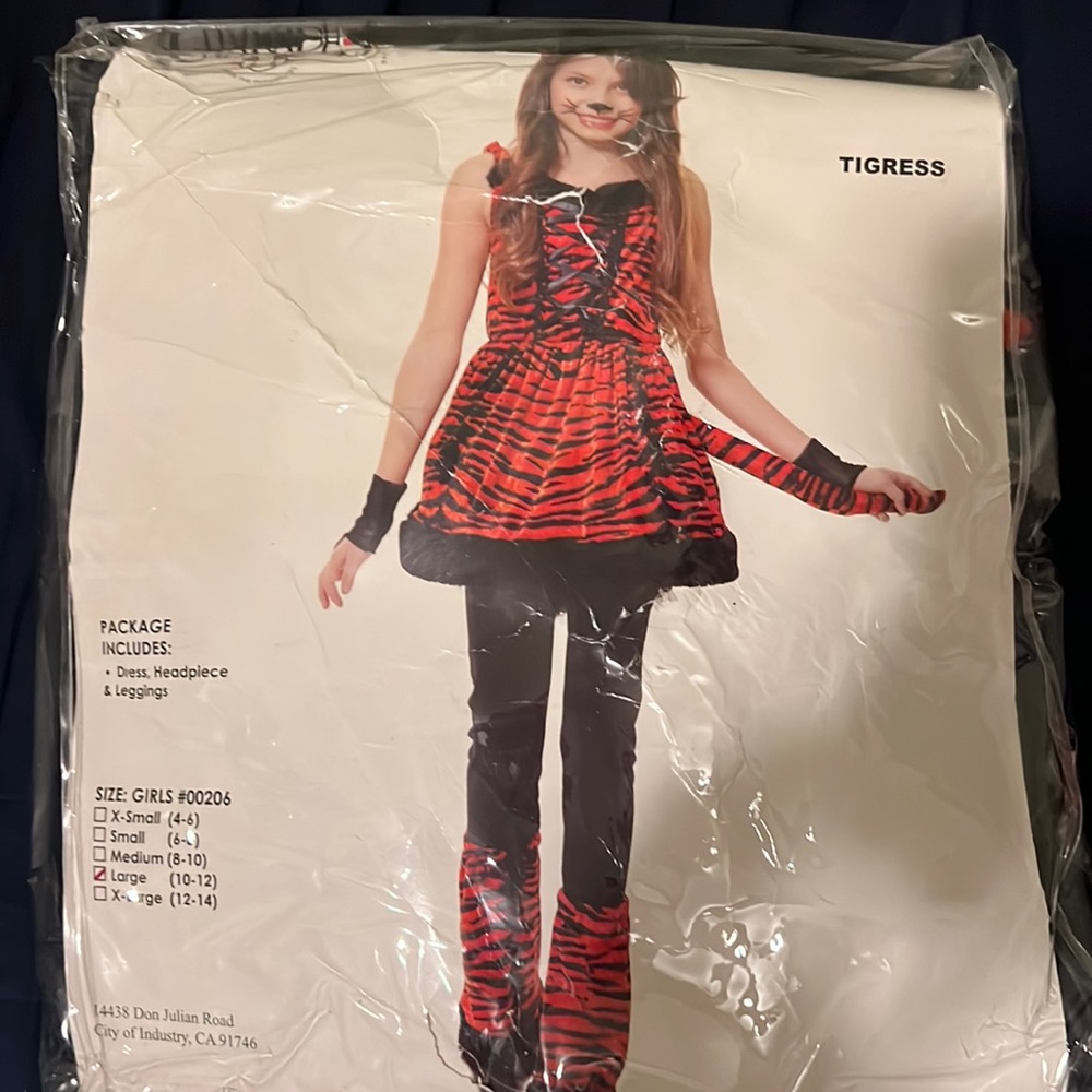 TIGER GIRLS HALLOWEEN Costume size Large 10 12 tiger girl